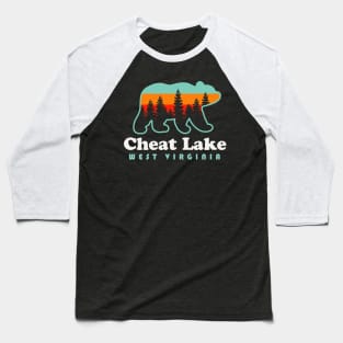 Cheat Lake West Virginia Camping Bear Retro Baseball T-Shirt